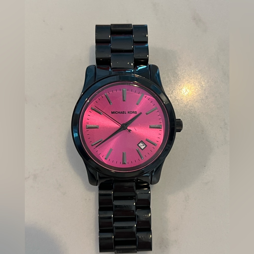 Michael Kors Pink face black watch